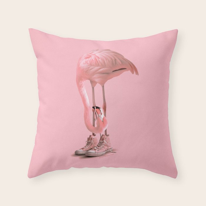 Sneaker Flamingo 2.0 Throw Pillow Gallery Image 1