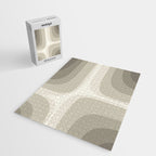 Retro Groove Abstract Minimalist Pattern Greige Taupe Cream Jigsaw Puzzle Gallery Image 2