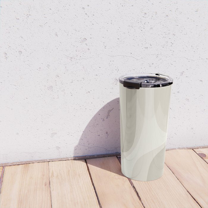 Retro Groove Abstract Minimalist Pattern Greige Taupe Cream Travel Mug Gallery Image 4