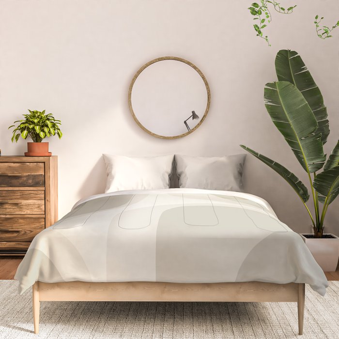Retro Groove Abstract Minimalist Pattern Greige Taupe Cream Comforter Gallery Image 3