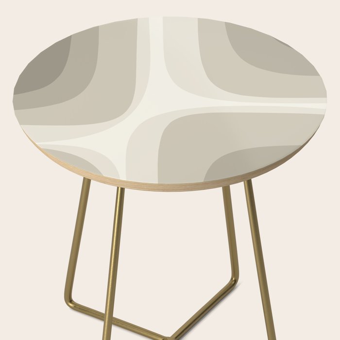 Retro Groove Abstract Minimalist Pattern Greige Taupe Cream Side Table Gallery Image 2