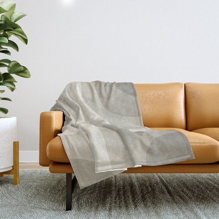 Retro Groove Abstract Minimalist Pattern Greige Taupe Cream Throw Blanket Gallery Image 1