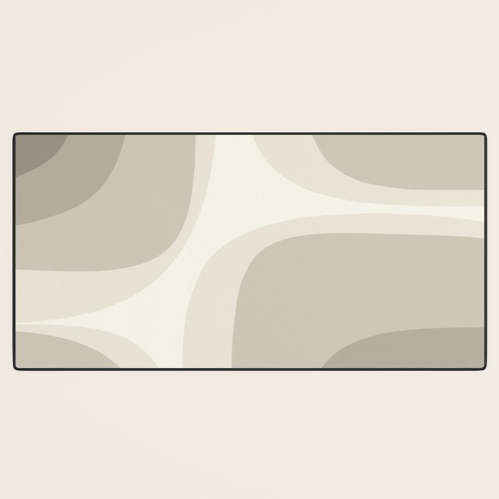 Retro Groove Abstract Minimalist Pattern Greige Taupe Cream Desk Mat Gallery Image 3