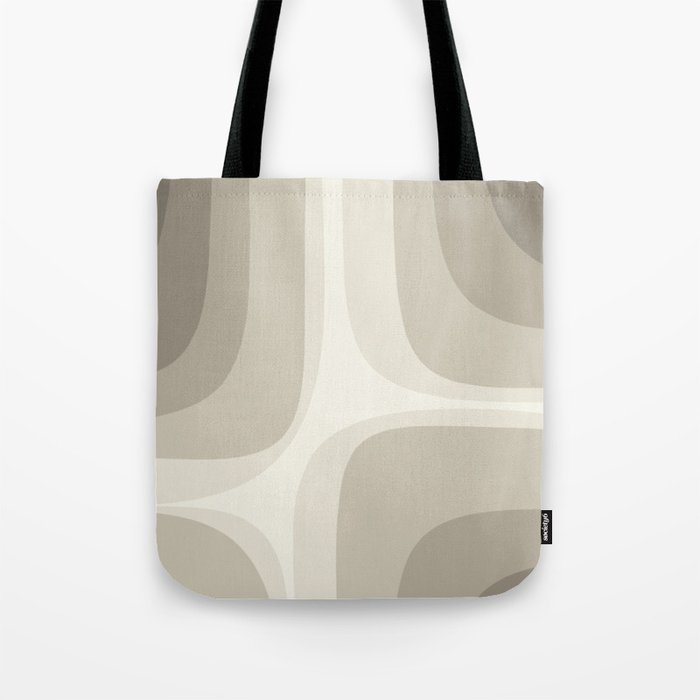Retro Groove Abstract Minimalist Pattern Greige Taupe Cream Tote Bag Gallery Image 1