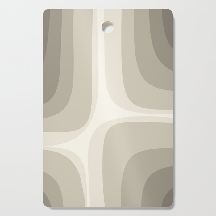 Retro Groove Abstract Minimalist Pattern Greige Taupe Cream Cutting Board Gallery Image 1