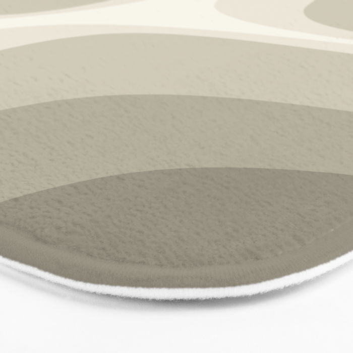 Retro Groove Abstract Minimalist Pattern Greige Taupe Cream Bath Mat Gallery Image 3