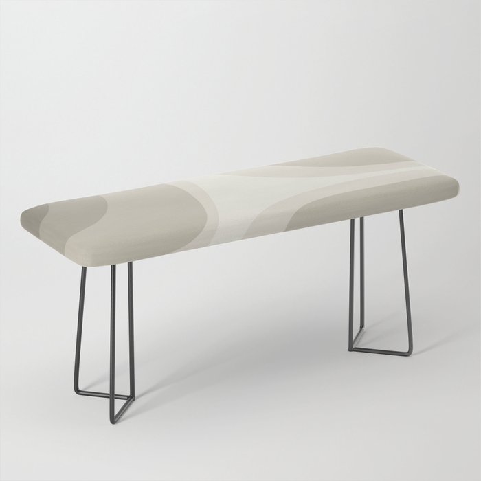Retro Groove Abstract Minimalist Pattern Greige Taupe Cream Bench Gallery Image 1