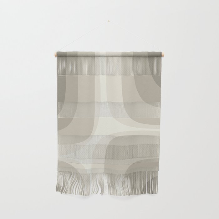 Retro Groove Abstract Minimalist Pattern Greige Taupe Cream Wall Hanging Gallery Image 1