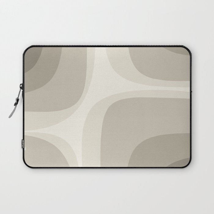Retro Groove Abstract Minimalist Pattern Greige Taupe Cream Laptop Sleeve Gallery Image 1