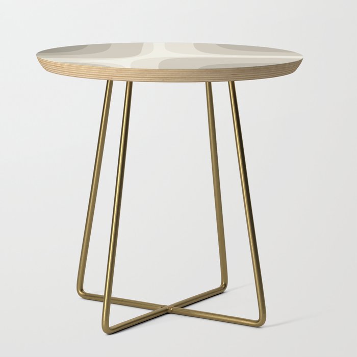 Retro Groove Abstract Minimalist Pattern Greige Taupe Cream Side Table Gallery Image 1
