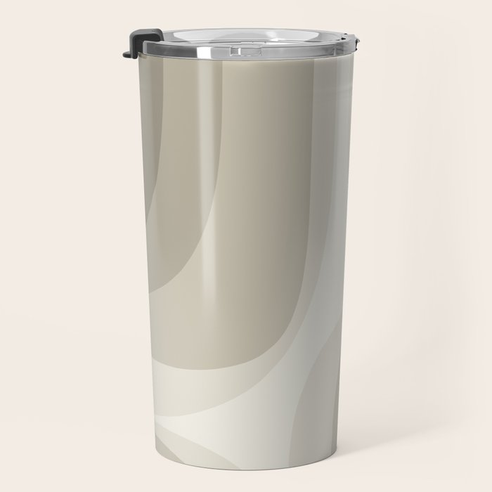Retro Groove Abstract Minimalist Pattern Greige Taupe Cream Travel Mug Gallery Image 3