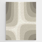 Retro Groove Abstract Minimalist Pattern Greige Taupe Cream Jigsaw Puzzle Gallery Image 1