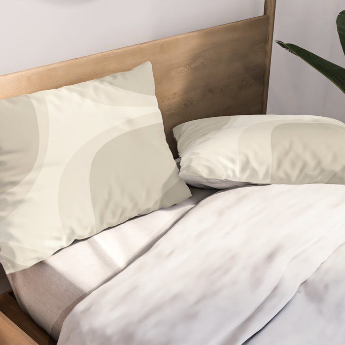 Retro Groove Abstract Minimalist Pattern Greige Taupe Cream Pillow Sham Gallery Image 2