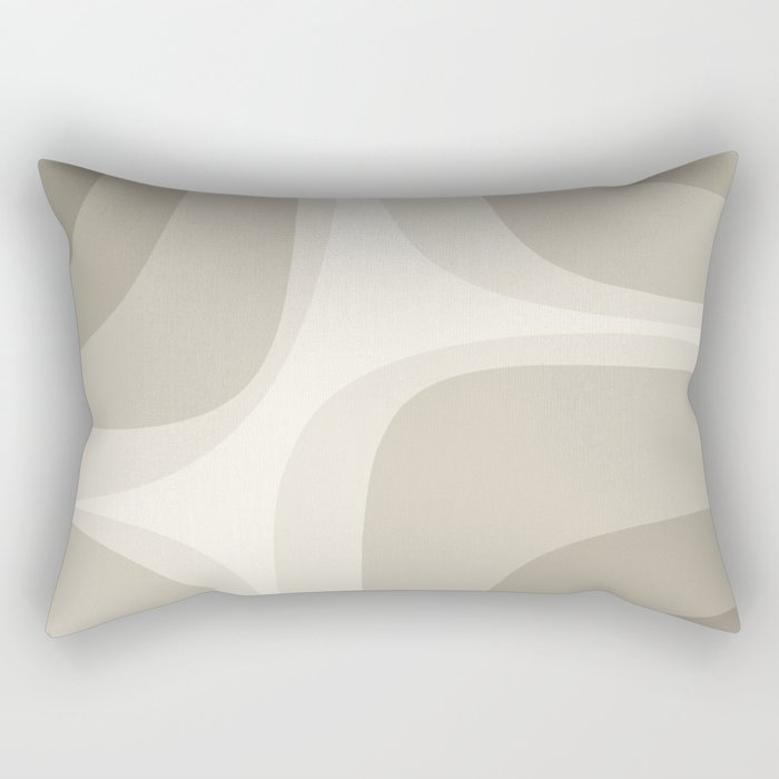 Retro Groove Abstract Minimalist Pattern Greige Taupe Cream Rectangular Pillow Gallery Image 1