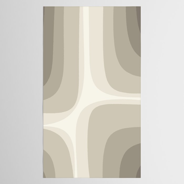 Retro Groove Abstract Minimalist Pattern Greige Taupe Cream Tablecloth Gallery Image 2