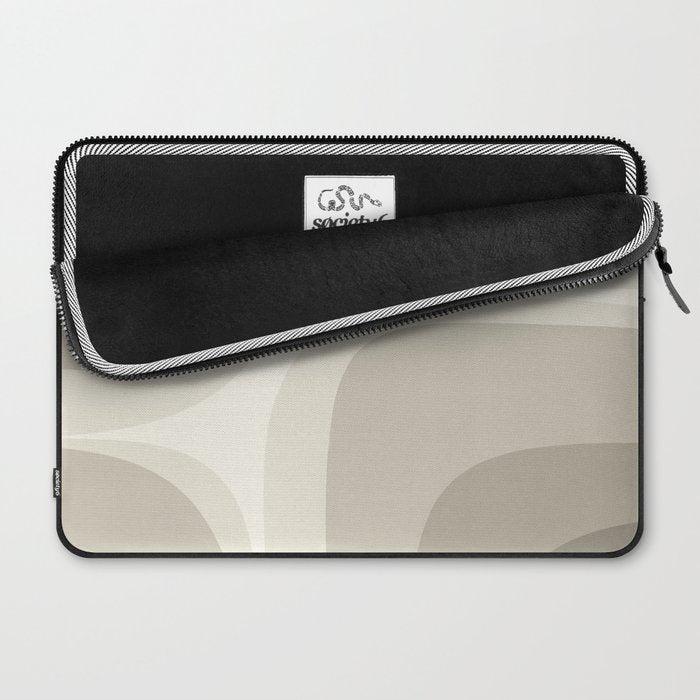Retro Groove Abstract Minimalist Pattern Greige Taupe Cream Laptop Sleeve Gallery Image 2