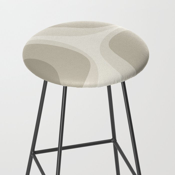 Retro Groove Abstract Minimalist Pattern Greige Taupe Cream Stool Gallery Image 2