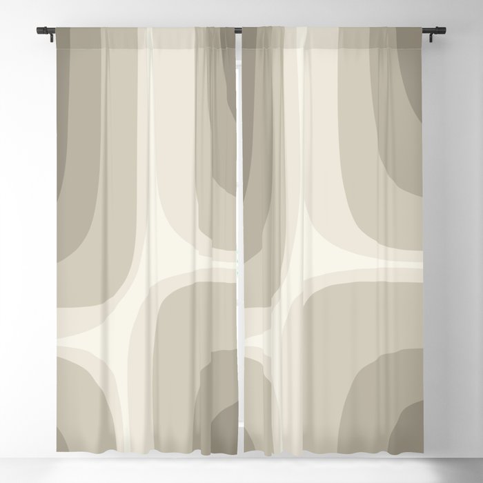 Retro Groove Abstract Minimalist Pattern Greige Taupe Cream Window Curtain Gallery Image 5