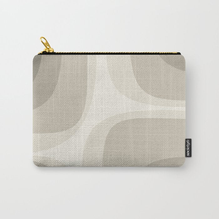 Retro Groove Abstract Minimalist Pattern Greige Taupe Cream Carry All Pouch Gallery Image 1
