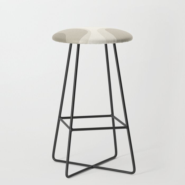 Retro Groove Abstract Minimalist Pattern Greige Taupe Cream Stool Gallery Image 1