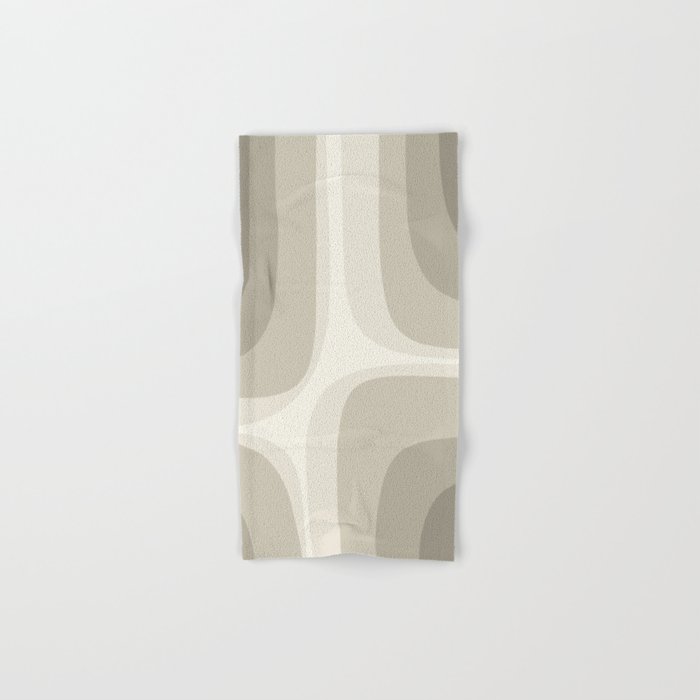 Retro Groove Abstract Minimalist Pattern Greige Taupe Cream Bath Towel Gallery Image 1