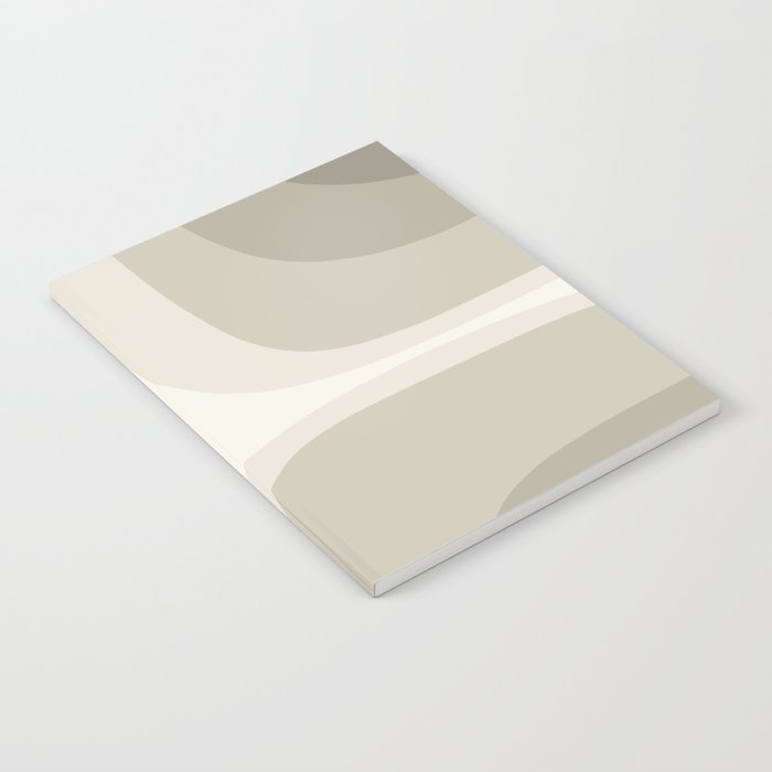 Retro Groove Abstract Minimalist Pattern Greige Taupe Cream Notebook Gallery Image 1