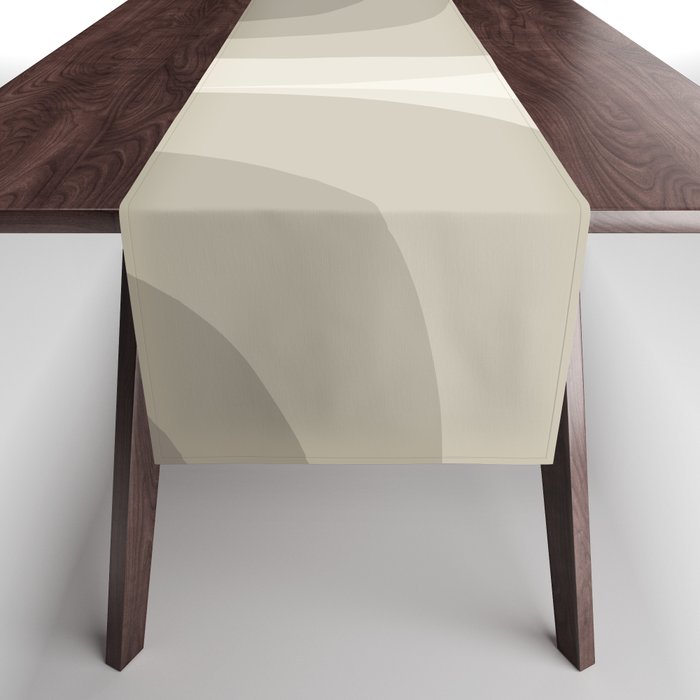 Retro Groove Abstract Minimalist Pattern Greige Taupe Cream Table Runner Gallery Image 1