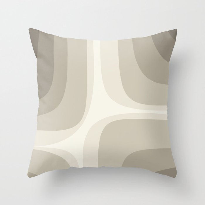 Retro Groove Abstract Minimalist Pattern Greige Taupe Cream Throw Pillow Gallery Image 1