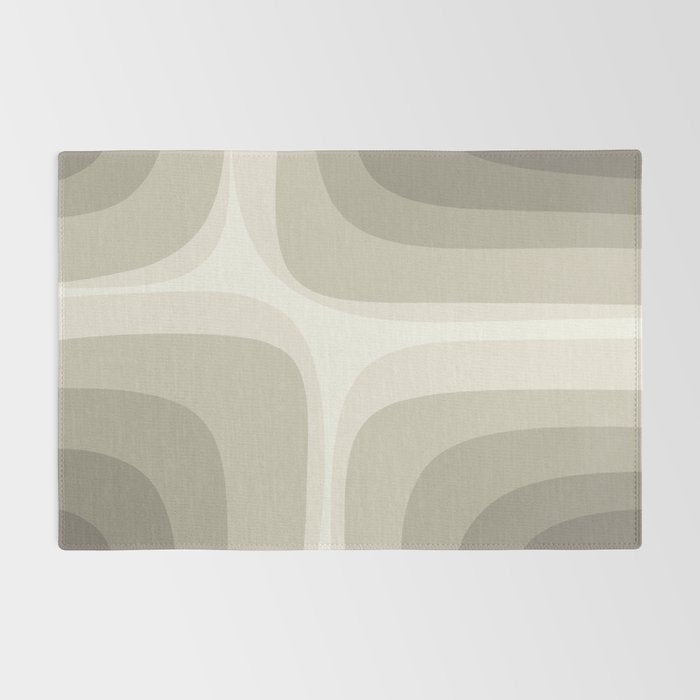 Retro Groove Abstract Minimalist Pattern Greige Taupe Cream Rug Gallery Image 2