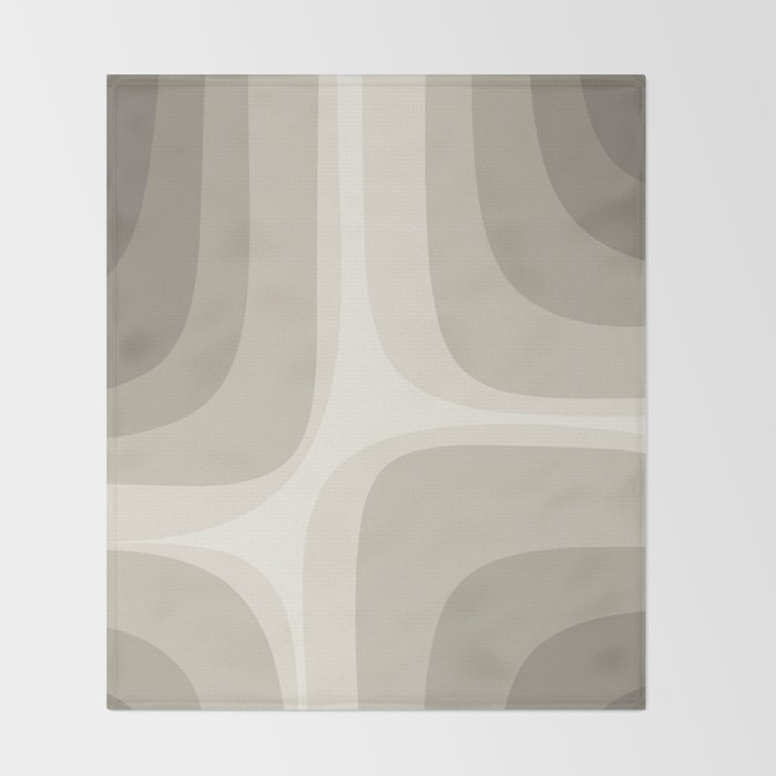Retro Groove Abstract Minimalist Pattern Greige Taupe Cream Throw Blanket Gallery Image 2