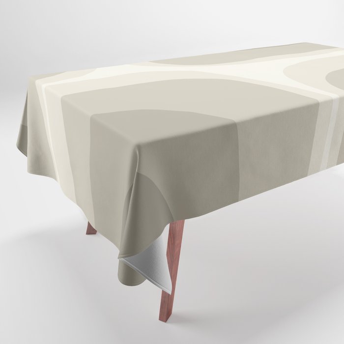 Retro Groove Abstract Minimalist Pattern Greige Taupe Cream Tablecloth Gallery Image 1