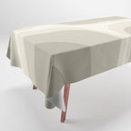 Retro Groove Abstract Minimalist Pattern Greige Taupe Cream Tablecloth Gallery Image 1