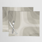Retro Groove Abstract Minimalist Pattern Greige Taupe Cream Placemat Gallery Image 1