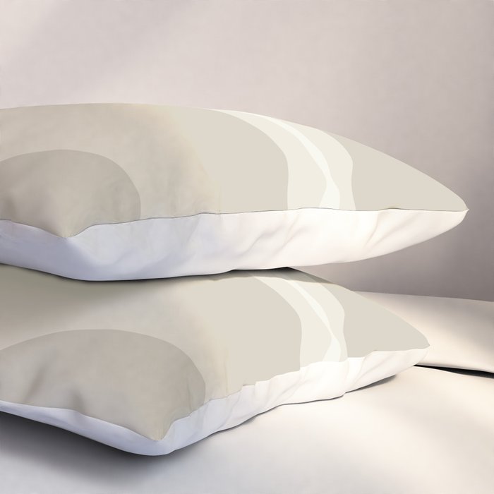 Retro Groove Abstract Minimalist Pattern Greige Taupe Cream Pillow Sham Gallery Image 3
