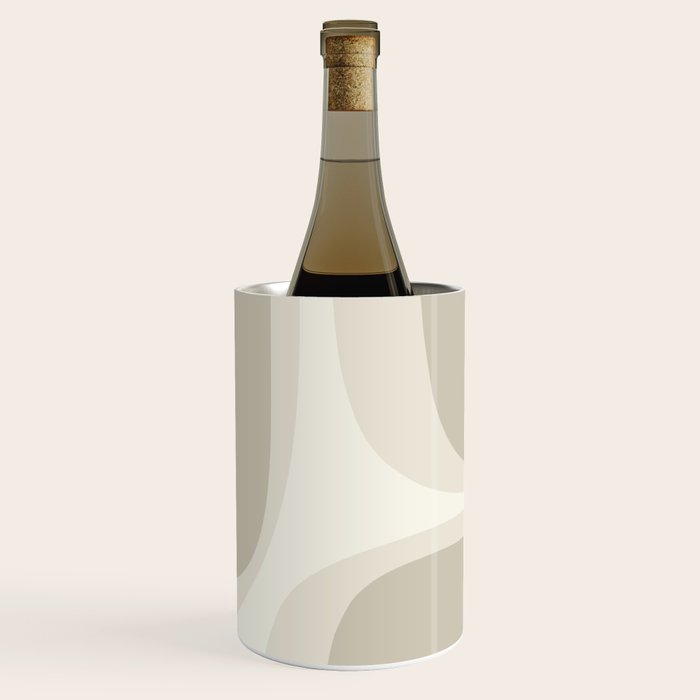 Retro Groove Abstract Minimalist Pattern Greige Taupe Cream Wine Chiller Gallery Image 1