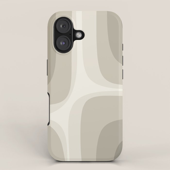 Retro Groove Abstract Minimalist Pattern Greige Taupe Cream iPhone Case Gallery Image 1