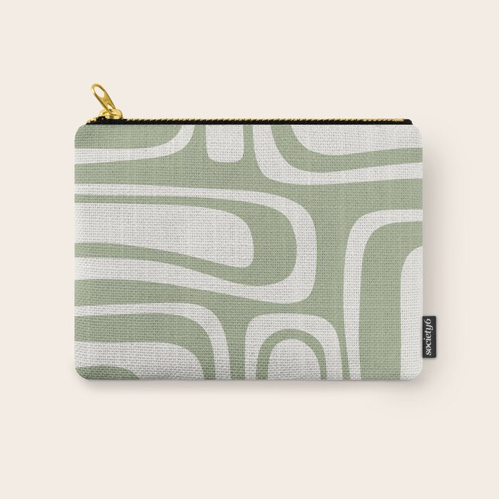 Palm Springs Mid Century Modern Abstract in Sage Green and Nearly White Carry All Pouch Gallery Image 1