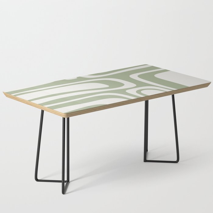 Palm Springs Mid Century Modern Abstract in Sage Green and Nearly White Coffee Table Gallery Image 1
