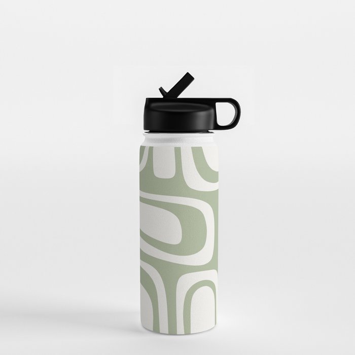 Palm Springs Mid Century Modern Abstract in Sage Green and Nearly White Water Bottle Gallery Image 1