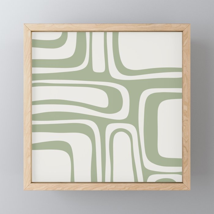 Palm Springs Mid Century Modern Abstract in Sage Green and Nearly White Mini Art Print Gallery Image 1