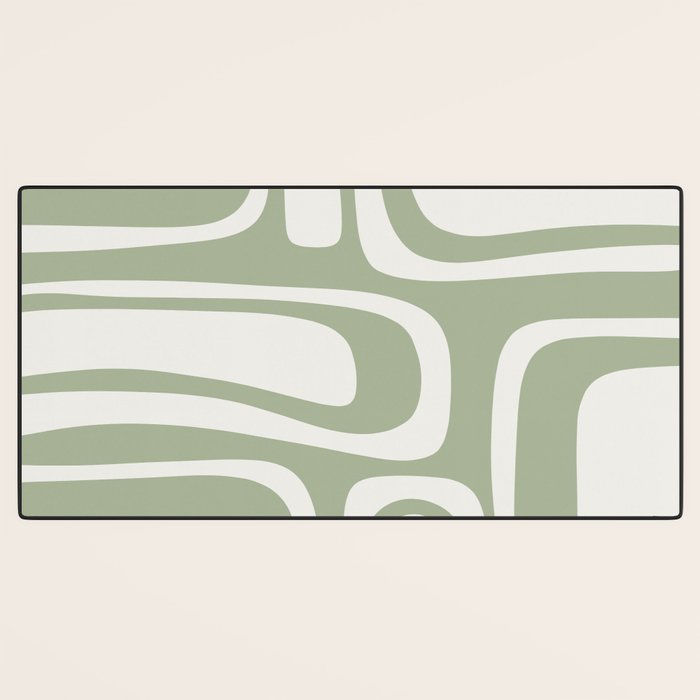 Palm Springs Mid Century Modern Abstract in Sage Green and Nearly White Desk Mat Gallery Image 3