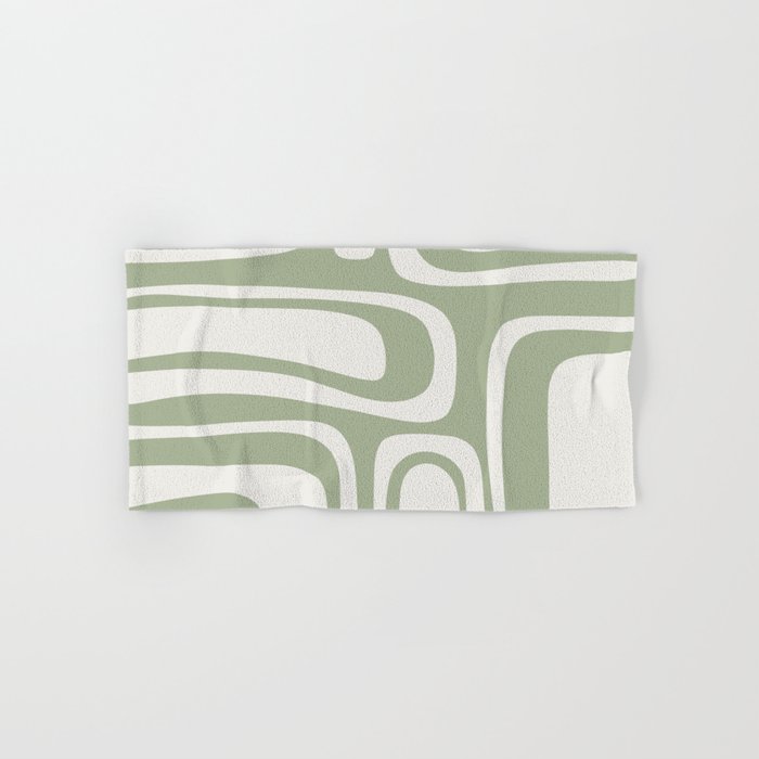 Palm Springs Mid Century Modern Abstract in Sage Green and Nearly White Bath Towel Gallery Image 1