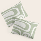 Palm Springs Mid Century Modern Abstract in Sage Green and Nearly White Pillow Sham Gallery Image 3