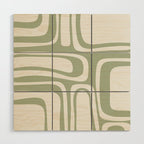 Palm Springs Mid Century Modern Abstract in Sage Green and Nearly White Wood Wall Art Gallery Image 1