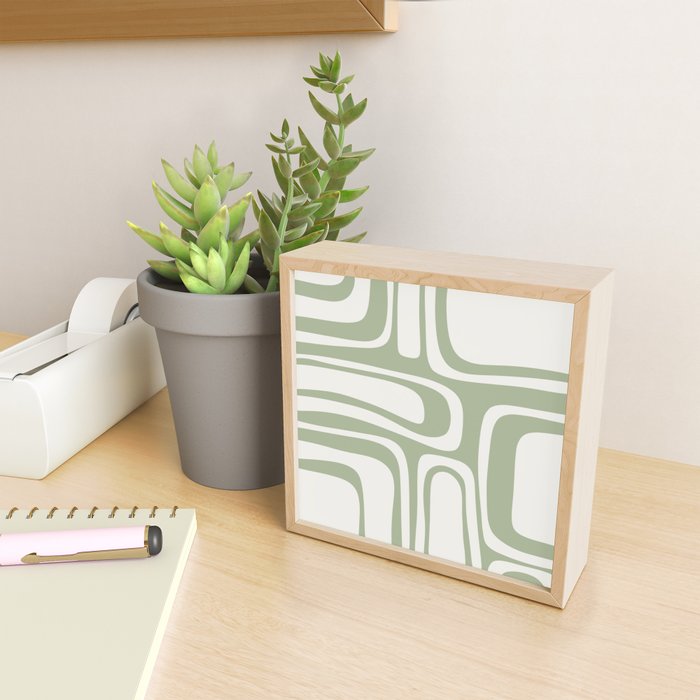 Palm Springs Mid Century Modern Abstract in Sage Green and Nearly White Mini Art Print Gallery Image 2
