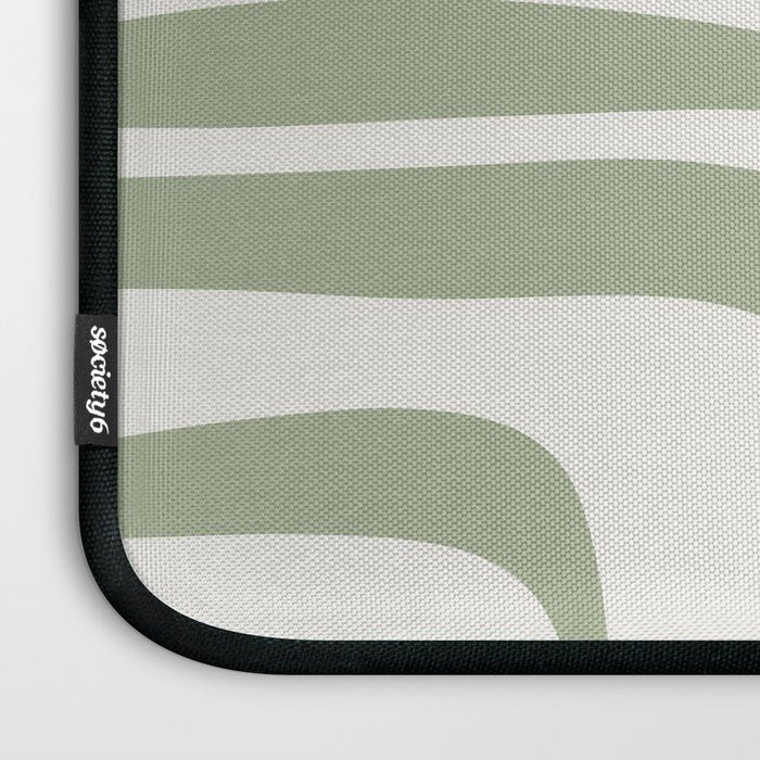 Palm Springs Mid Century Modern Abstract in Sage Green and Nearly White Laptop Sleeve Gallery Image 3