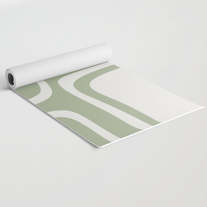 Palm Springs Mid Century Modern Abstract in Sage Green and Nearly White Yoga Mat Gallery Image 2