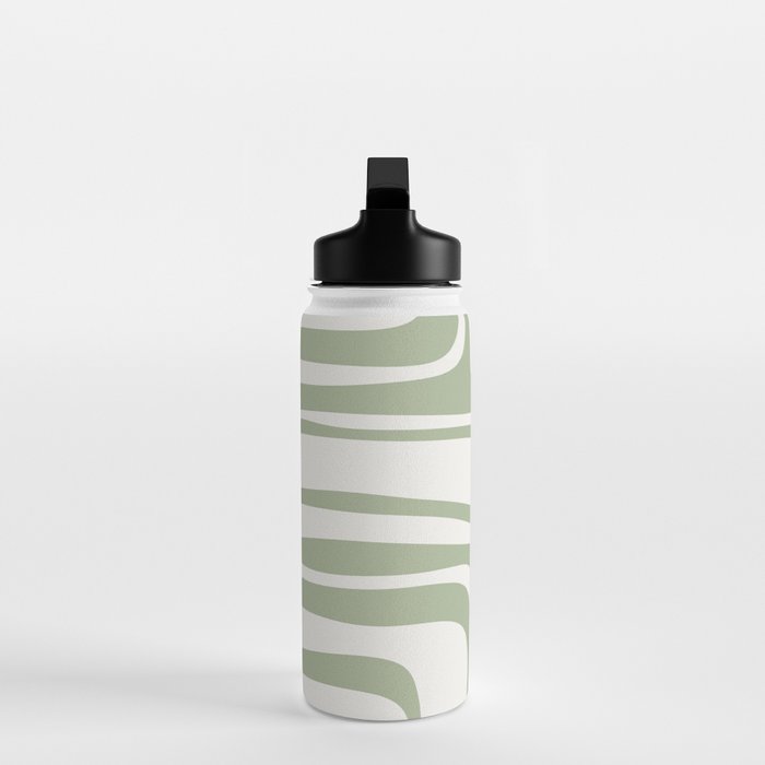 Palm Springs Mid Century Modern Abstract in Sage Green and Nearly White Water Bottle Gallery Image 3