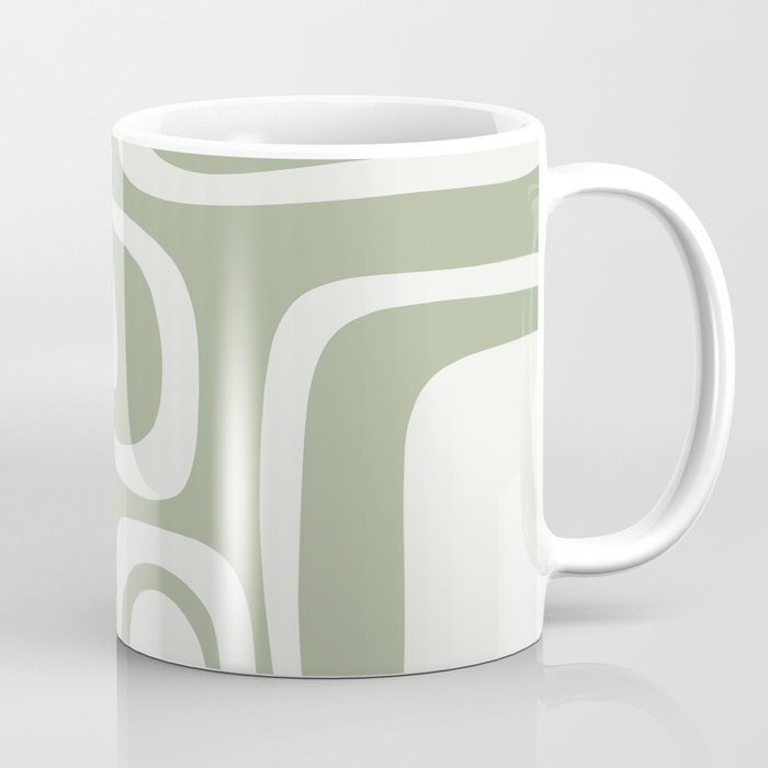Palm Springs Mid Century Modern Abstract in Sage Green and Nearly White Coffee Mug Gallery Image 1