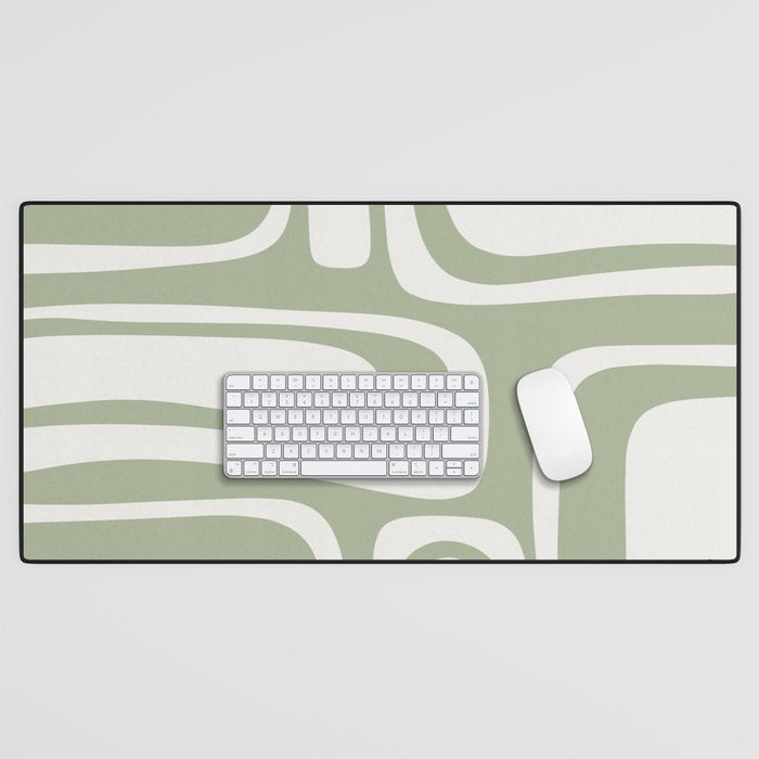 Palm Springs Mid Century Modern Abstract in Sage Green and Nearly White Desk Mat Gallery Image 1